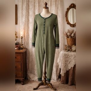Hearth & Hand with Magnolia Olive Green Henley One Piece Pajamas | Size M